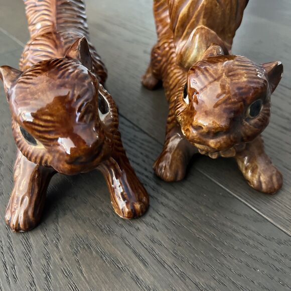 Set of 2 Vintage 1970's Arnels Ceramic Squirrel Figurines 9" & 12" Brown EUC - Picture 12 of 12